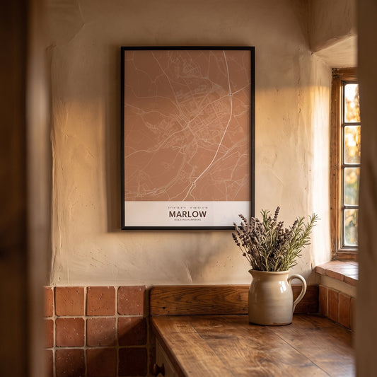 Marlow — Framed Map Print (Terracotta)