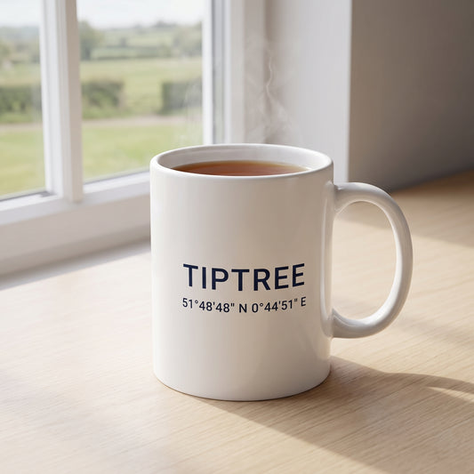Your Town Merch — Tiptree Coordinates Ceramic Mug lifestyle photo