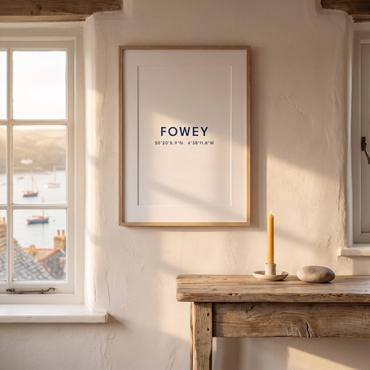 Fowey — Framed Coordinates Print