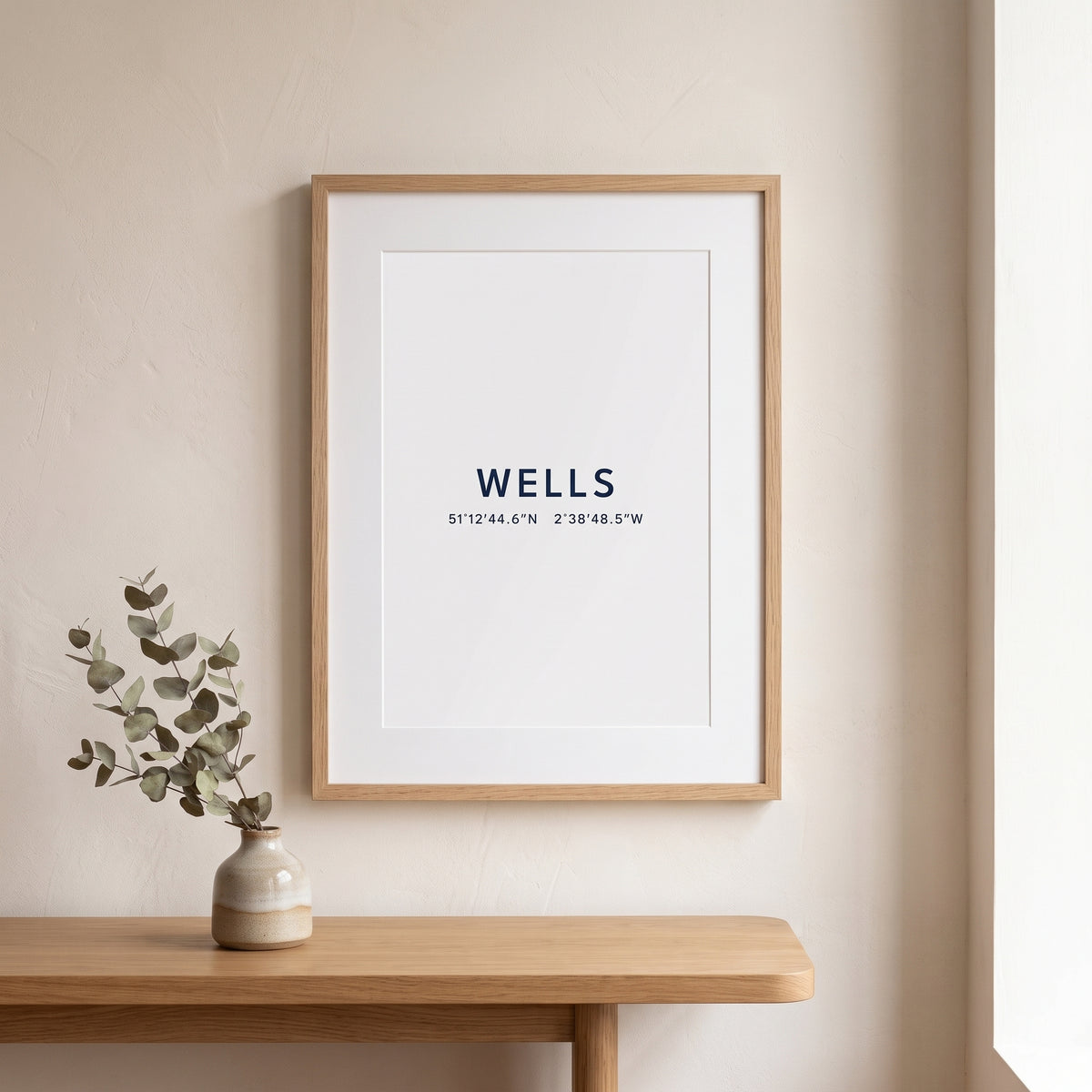 Your Town Merch — Wells Coordinates Print (White) lifestyle