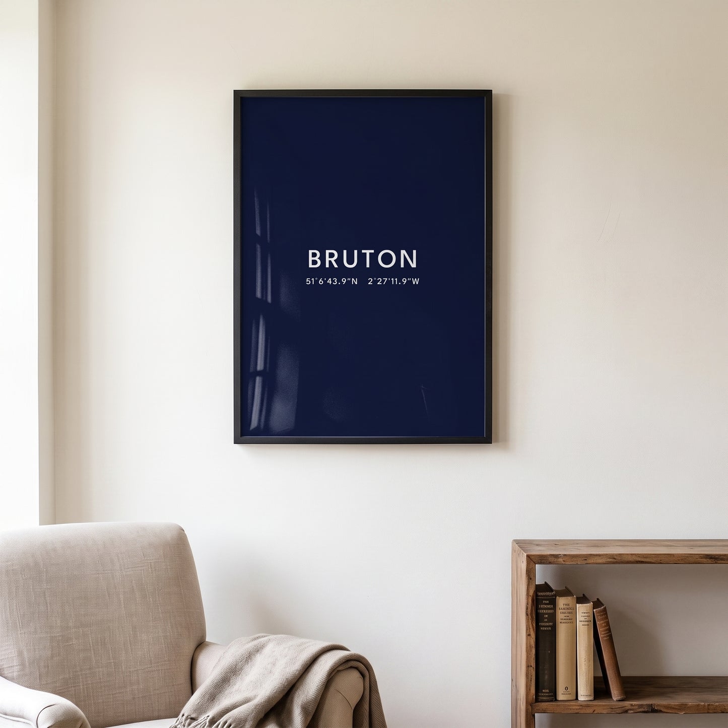 Bruton — Framed Coordinates Print (Navy)