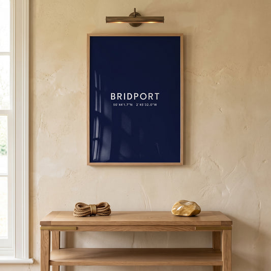 Bridport — Framed Coordinates Print (Navy)