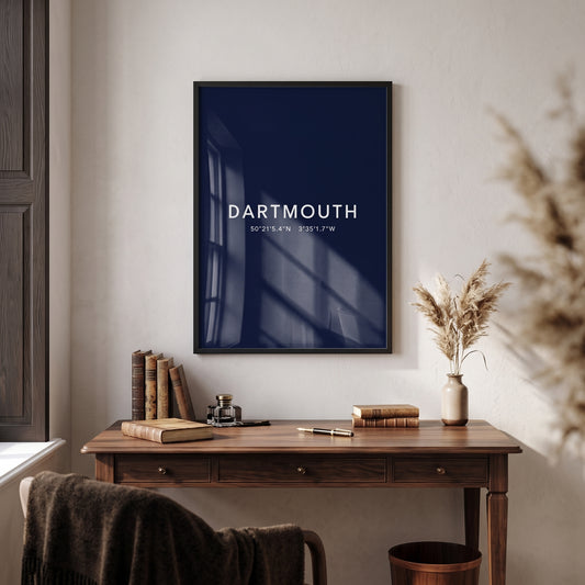 Dartmouth — Framed Coordinates Print (Navy)
