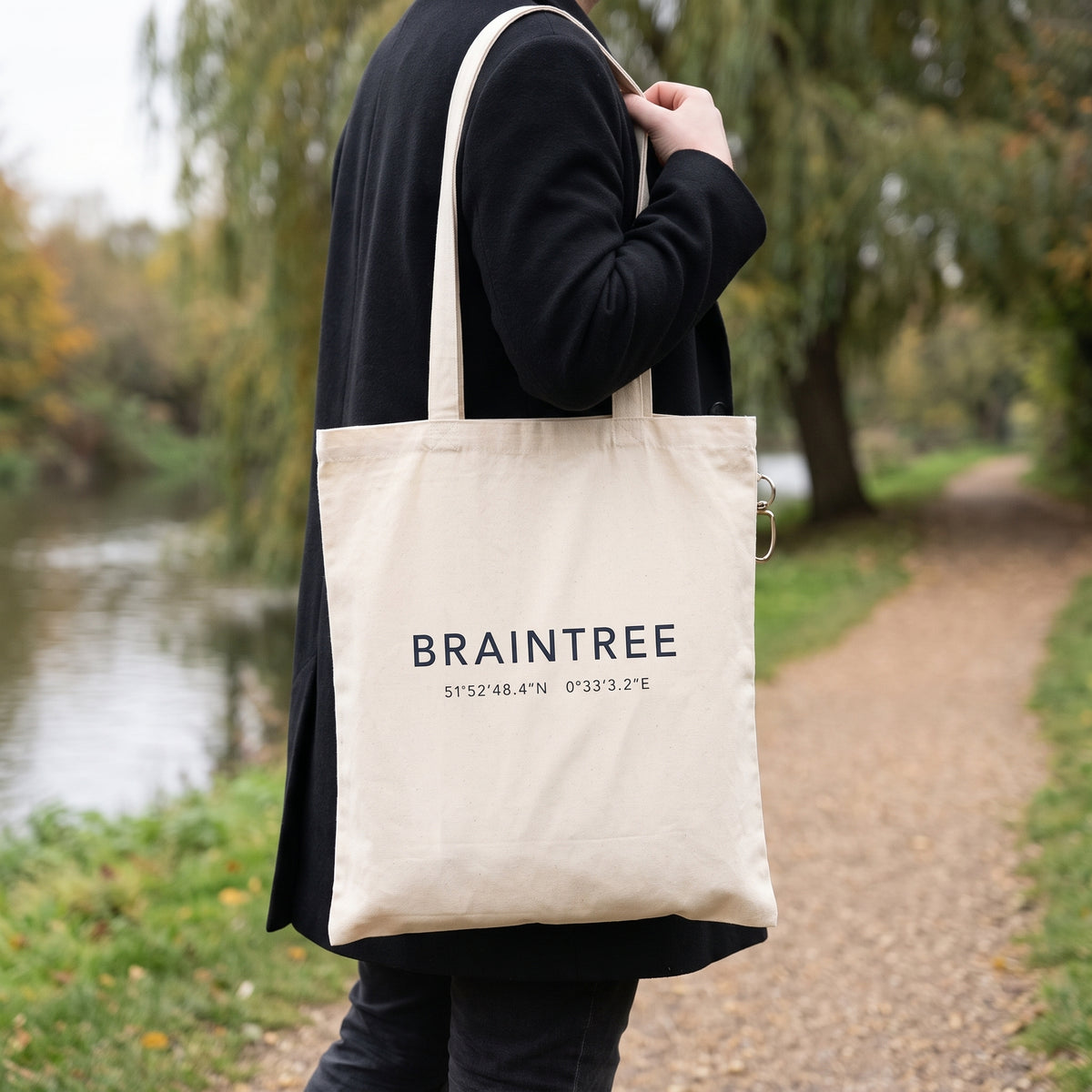 Your Town Merch — Braintree Coordinates Natural Tote lifestyle