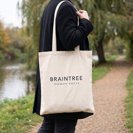 Your Town Merch — Braintree Coordinates Natural Tote lifestyle