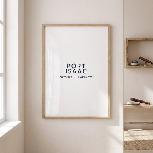 Port Isaac — Framed Coordinates Print