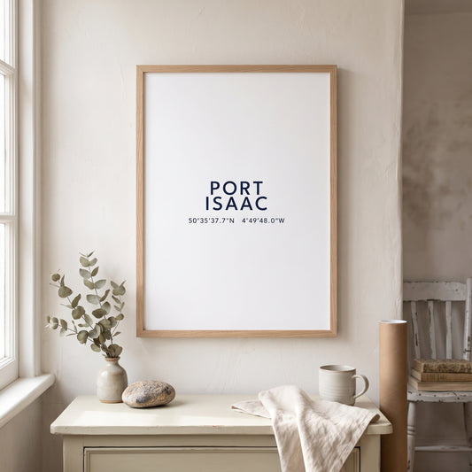 Port Isaac — Coordinates Print (White)