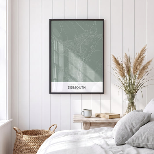 Your Town Merch — Sidmouth Framed Map Print (Sage) lifestyle
