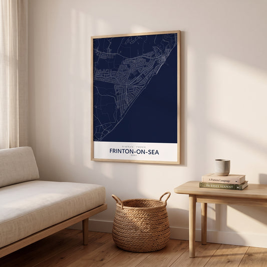 Frinton-on-Sea — Framed Map Print (Navy)