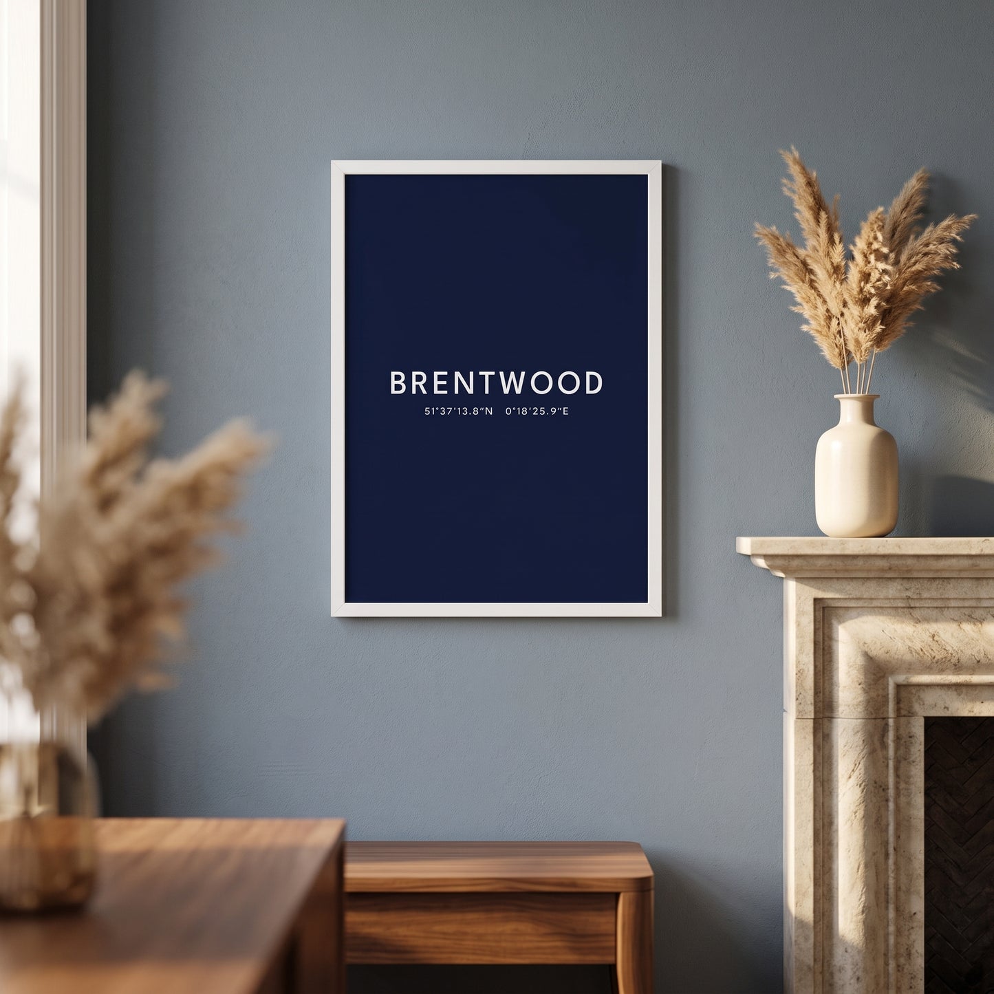 Brentwood — Framed Coordinates Print (Navy)