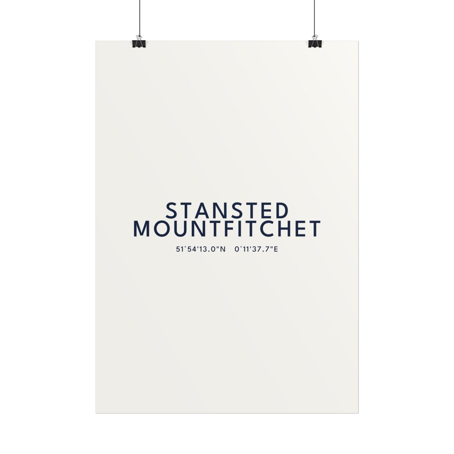 Stansted Mountfitchet — Coordinates Print (White)