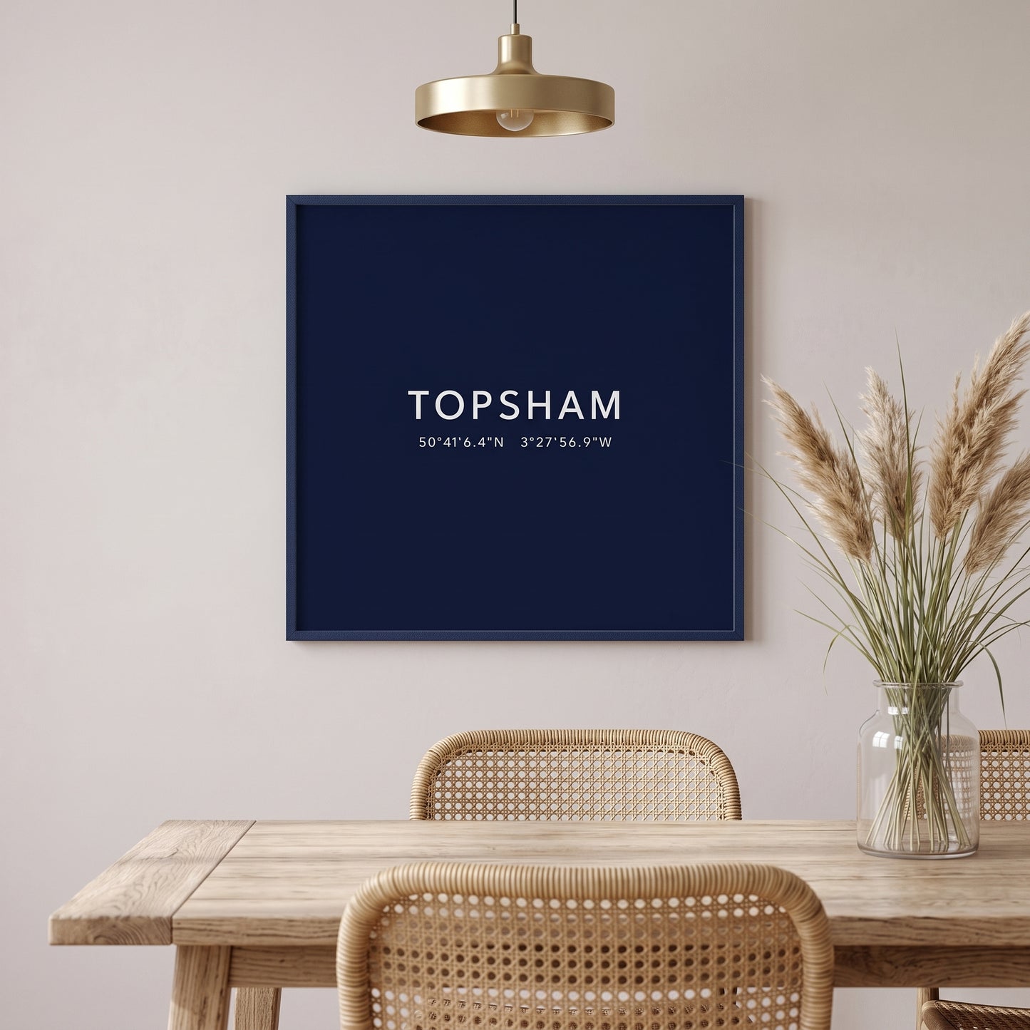 Topsham — Framed Coordinates Print (Navy)