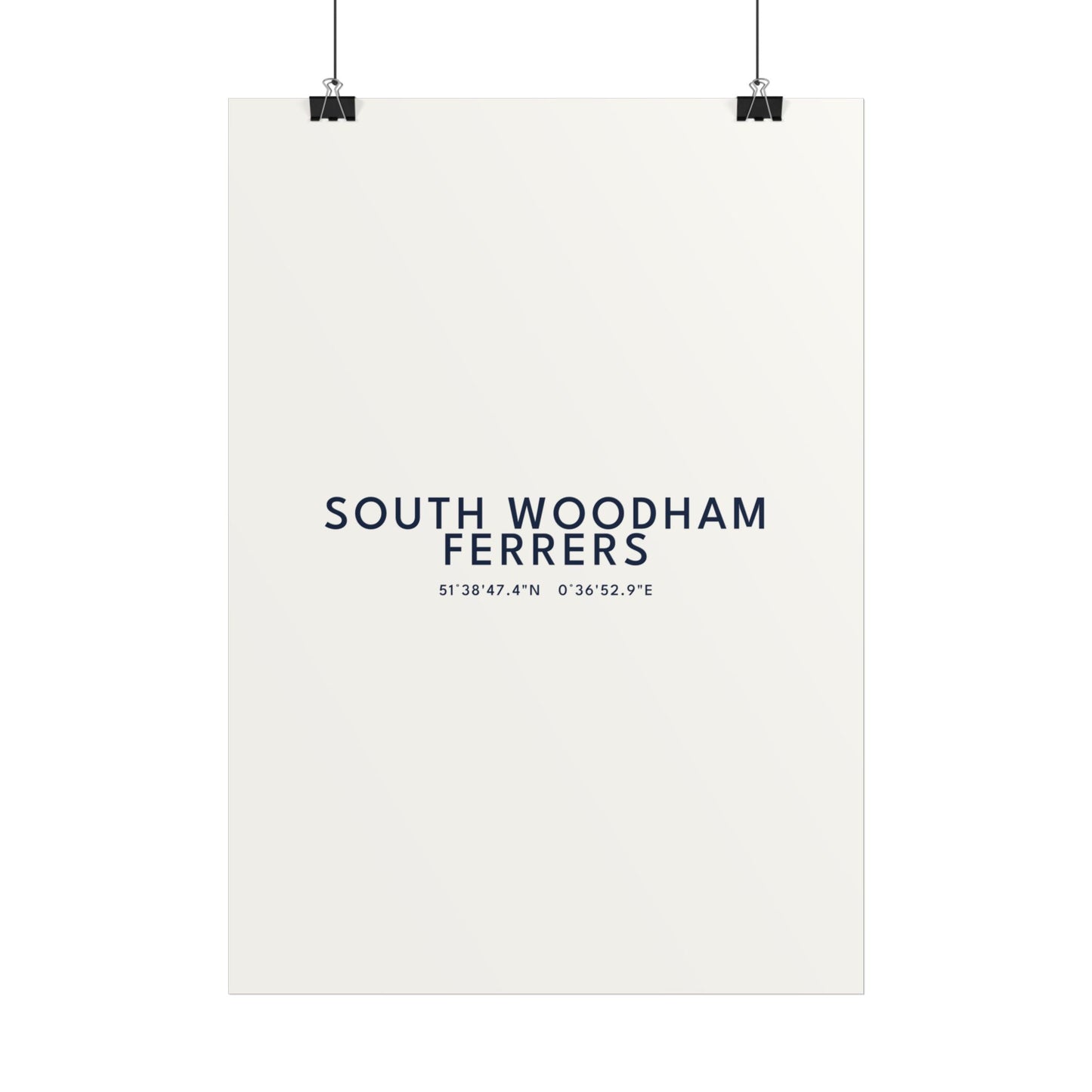 South Woodham Ferrers — Coordinates Print (White)
