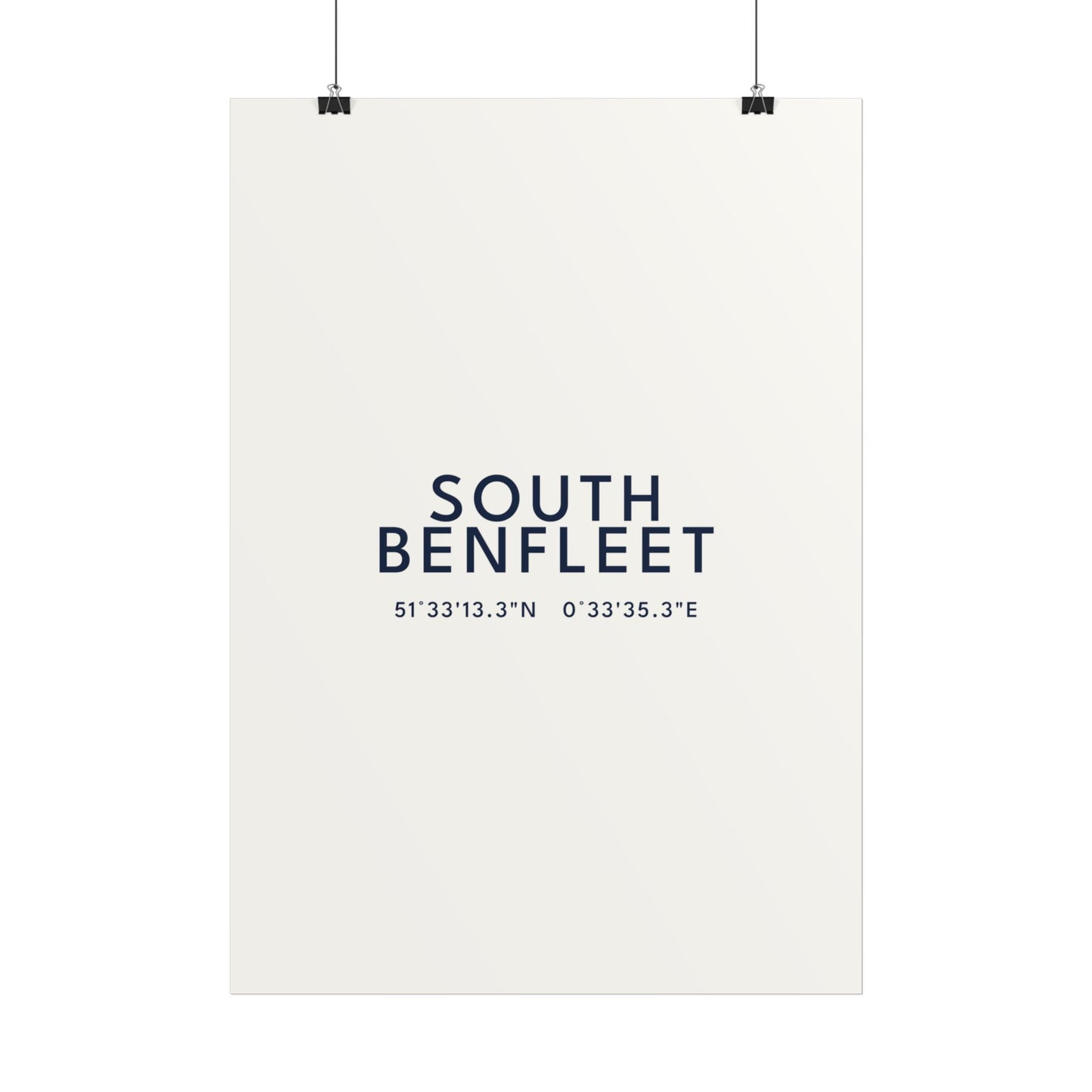 South Benfleet — Coordinates Print (White)