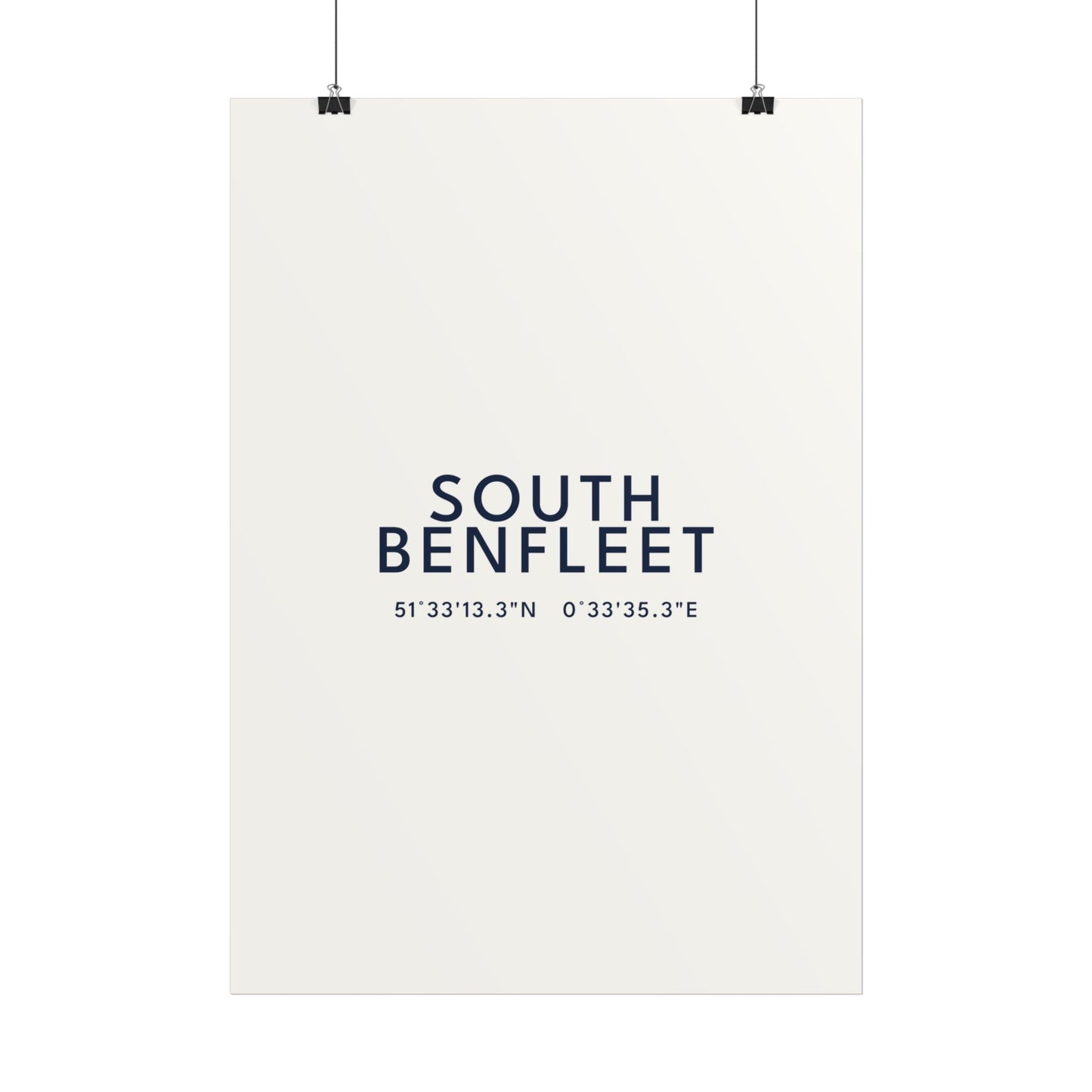 South Benfleet — Coordinates Print (White)