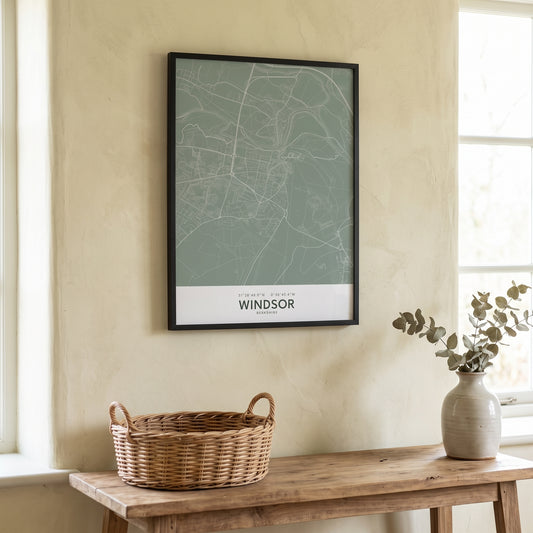 Your Town Merch — Windsor Framed Map Print (Sage) lifestyle