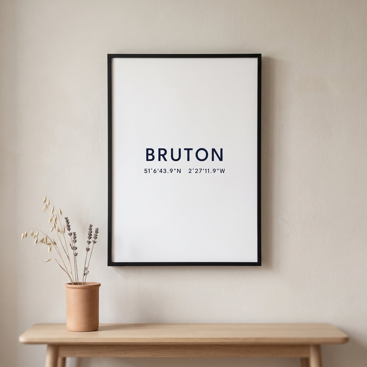 Your Town Merch — Bruton Framed Coordinates Print lifestyle