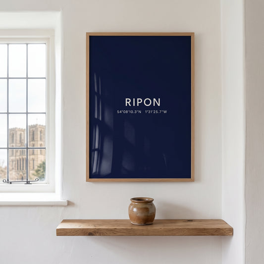 Ripon — Framed Coordinates Print (Navy)