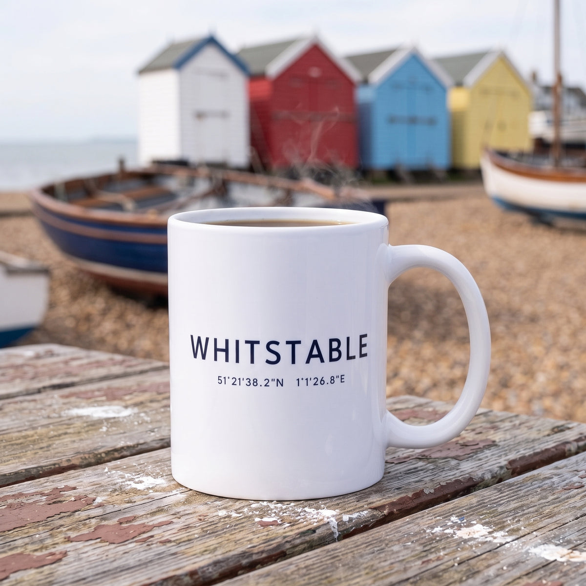 Your Town Merch — Whitstable Coordinates Ceramic Mug lifestyle