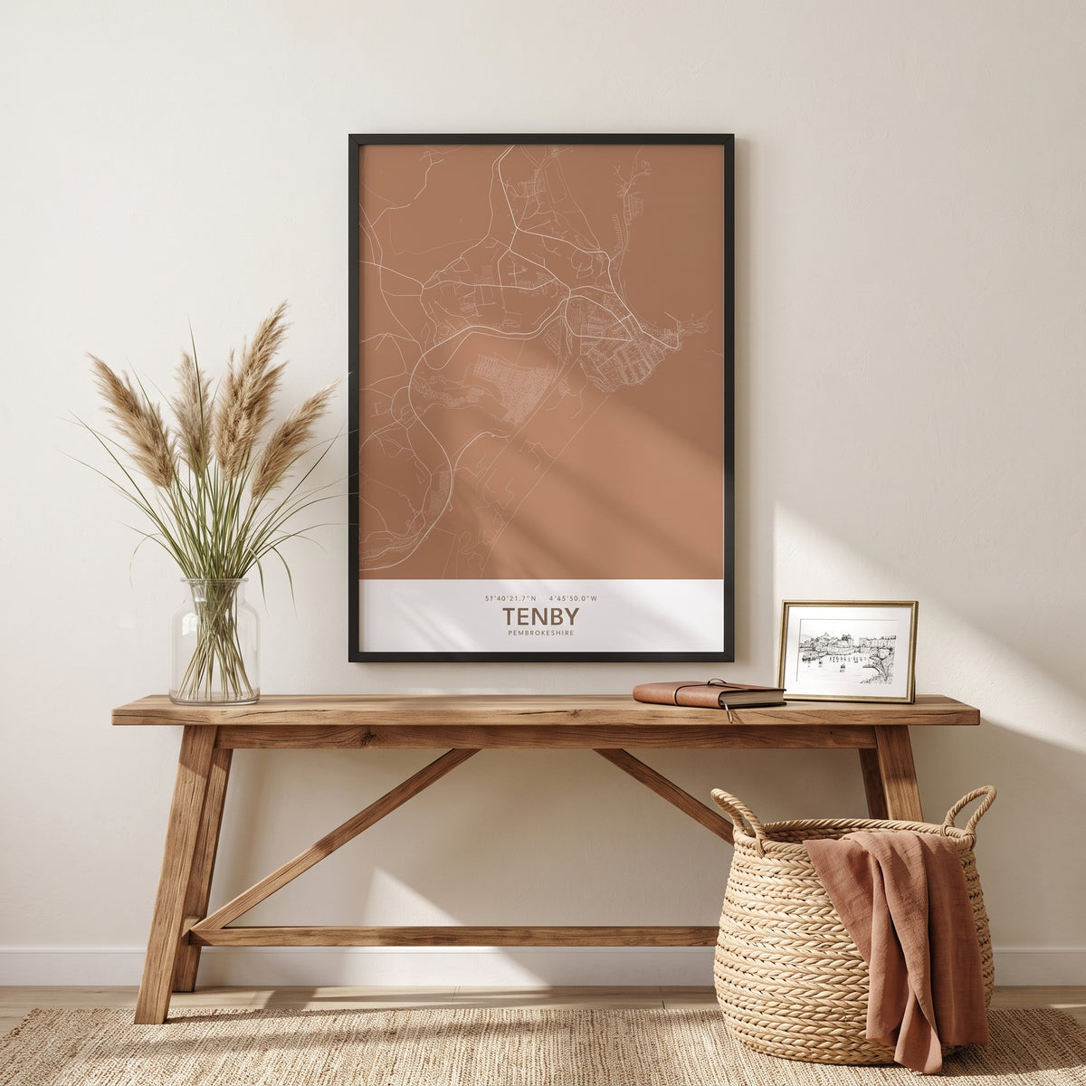 Your Town Merch — Tenby Framed Map Print (Terracotta) lifestyle