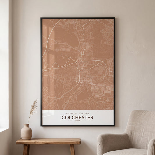 Your Town Merch — Colchester Framed Map Print (Terracotta) lifestyle