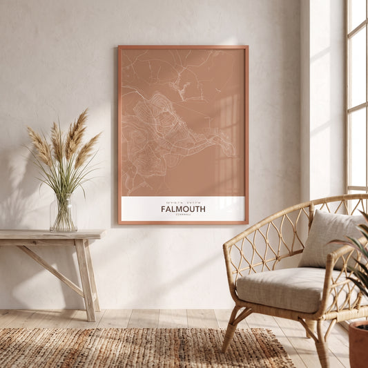 Your Town Merch — Falmouth Framed Map Print (Terracotta) lifestyle