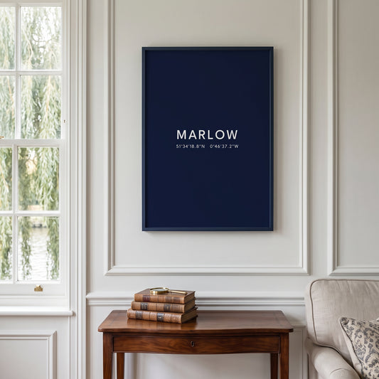 Marlow — Framed Coordinates Print (Navy)