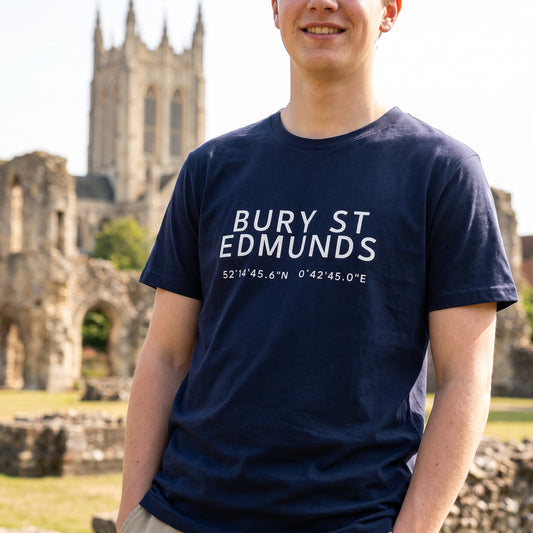 Bury St Edmunds — Coordinates Navy Tee