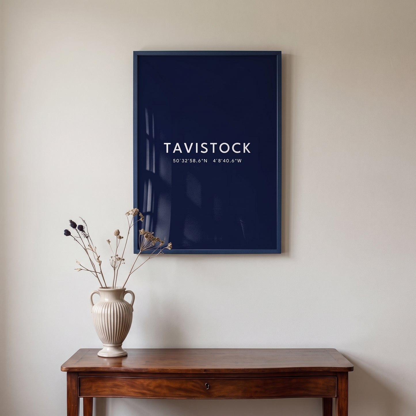 Tavistock — Framed Coordinates Print (Navy)