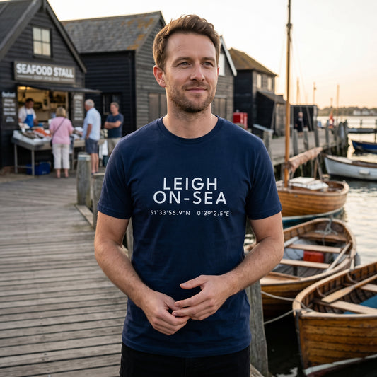Leigh-on-Sea — Coordinates Navy Tee