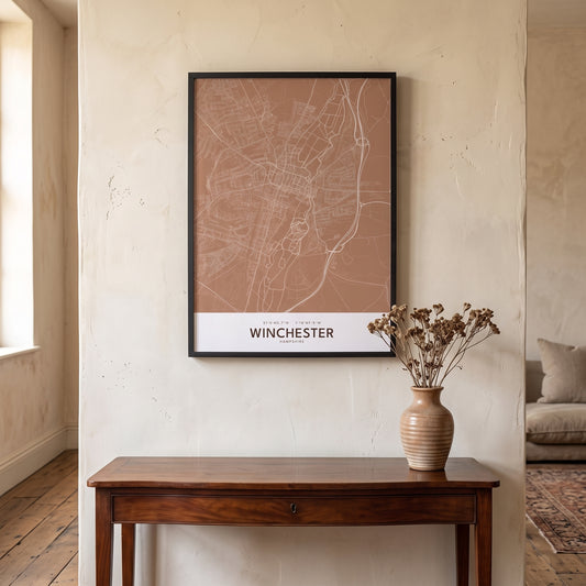 Your Town Merch — Winchester Framed Map Print (Terracotta) lifestyle