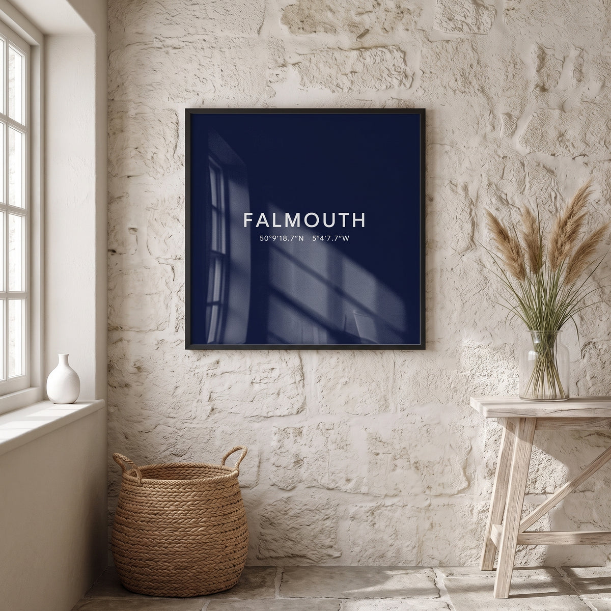 Your Town Merch — Falmouth Framed Coordinates Print (Navy) lifestyle