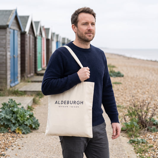 Your Town Merch — Aldeburgh Coordinates Natural Tote lifestyle