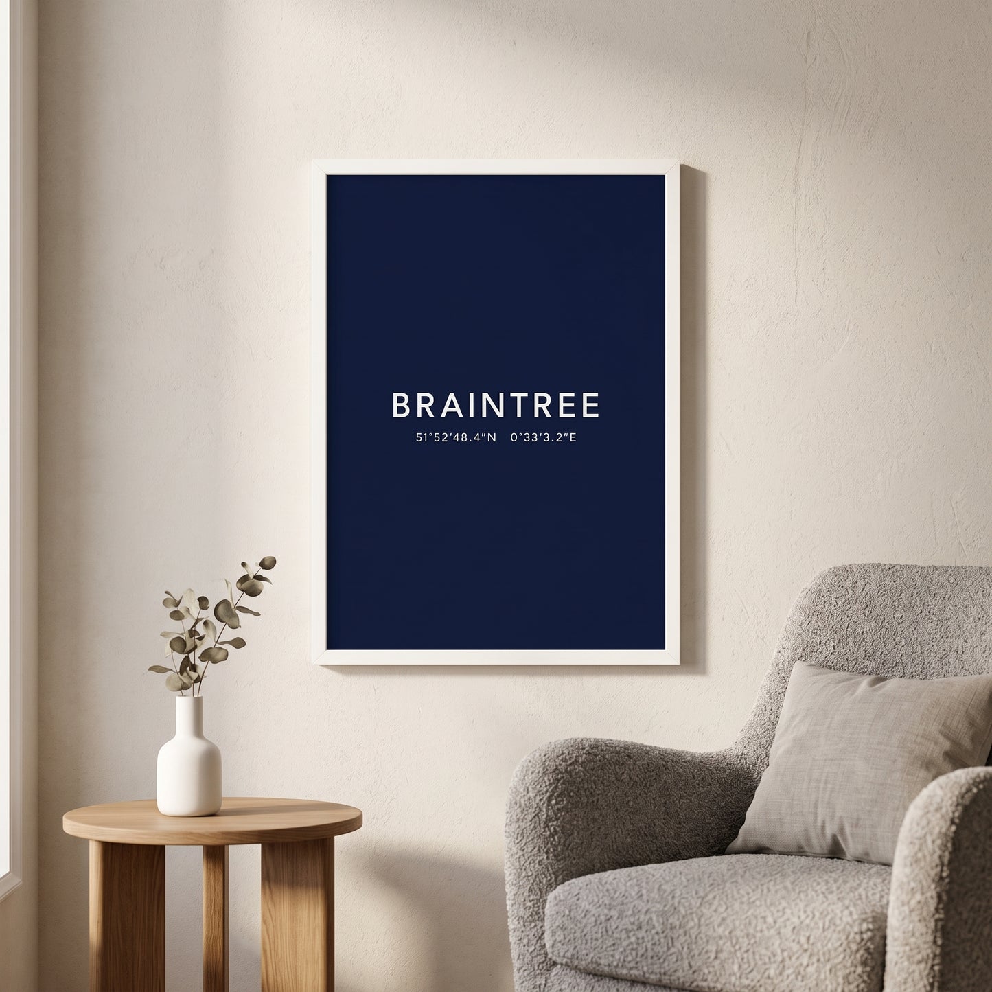 Braintree — Framed Coordinates Print (Navy)