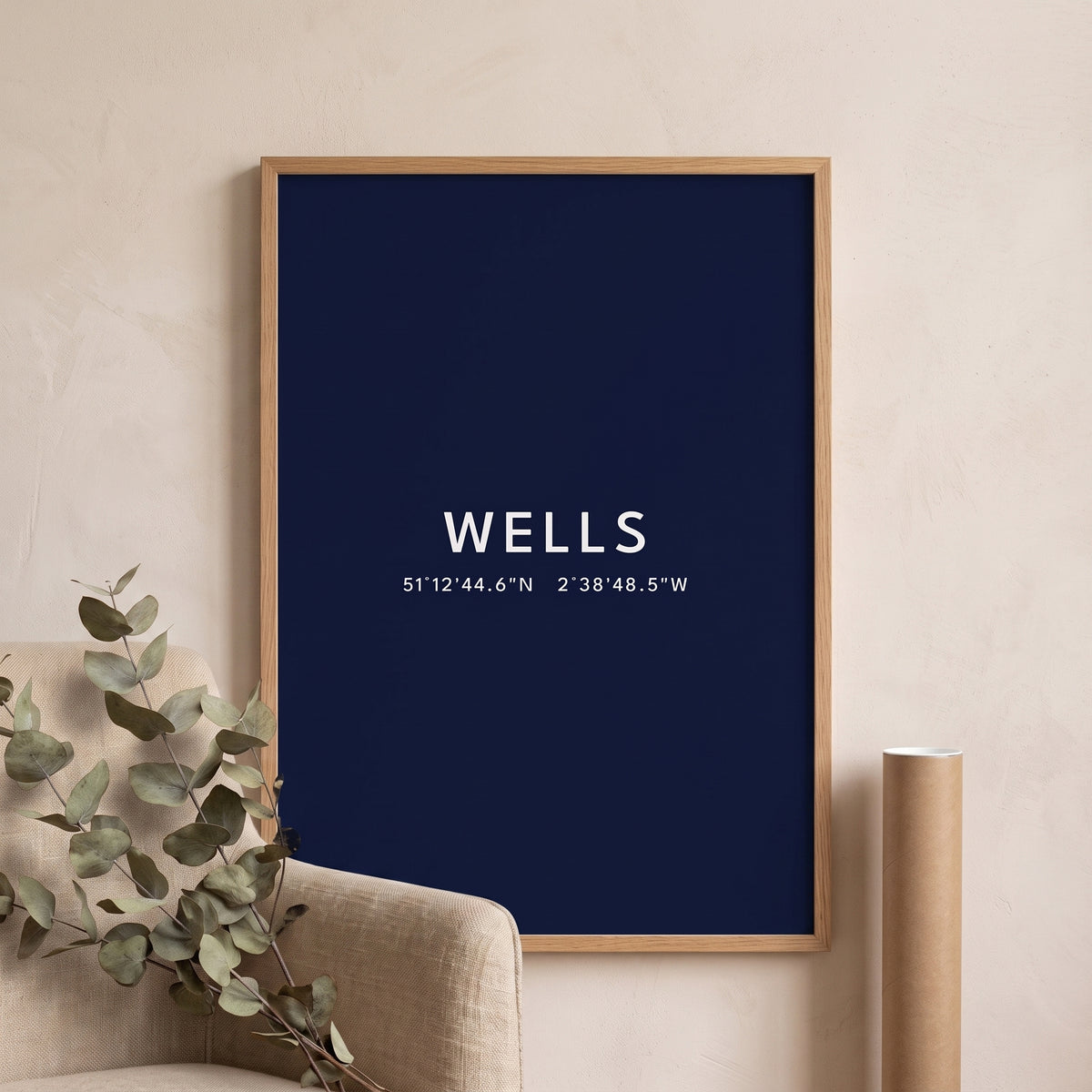 Your Town Merch — Wells Coordinates Print lifestyle