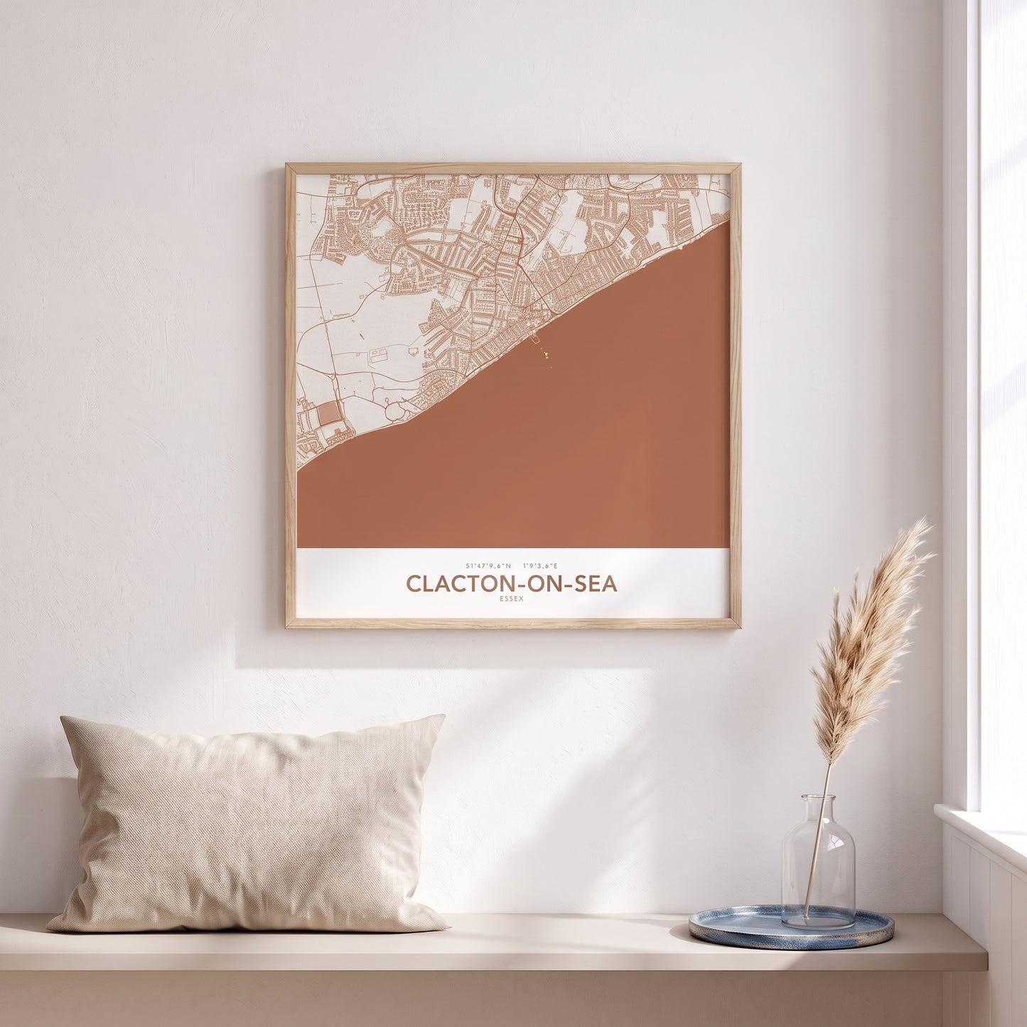 Clacton-on-Sea — Framed Map Print (Terracotta)