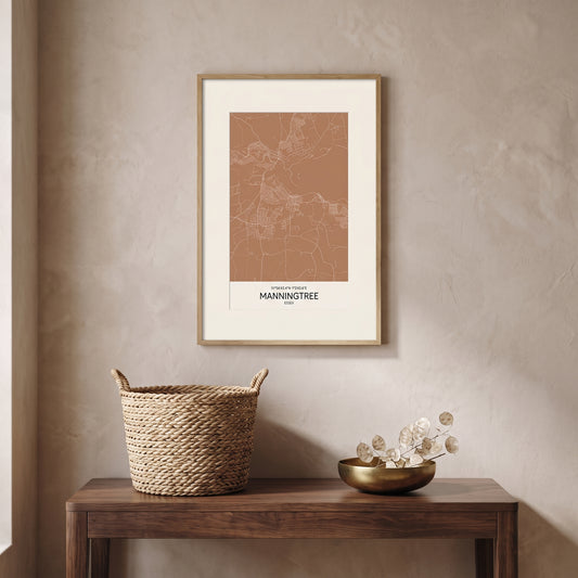 Your Town Merch — Manningtree — Framed Map Print (Terracotta) lifestyle photo