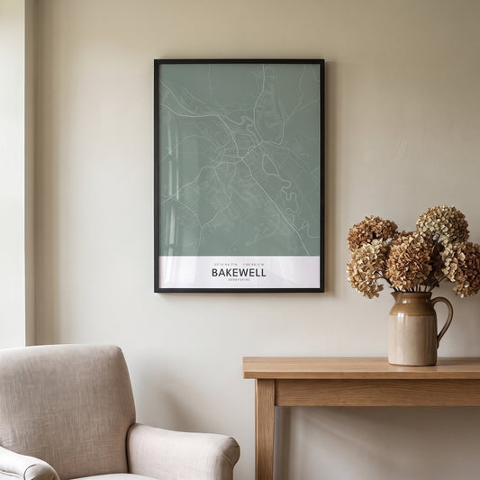 Bakewell — Framed Map Print (Sage)