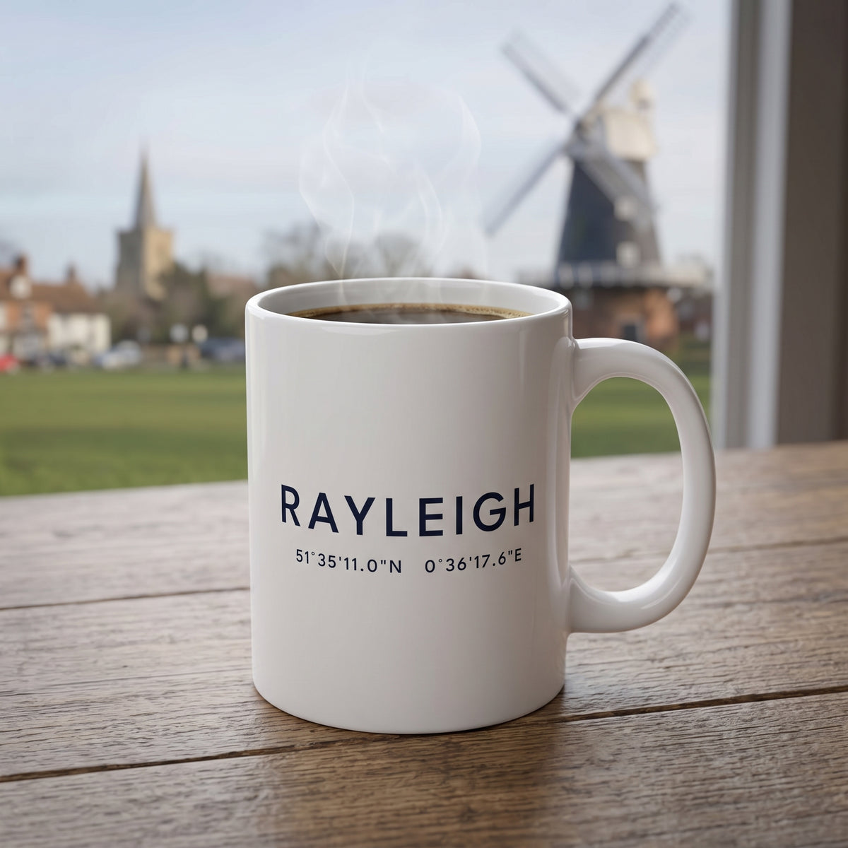 Your Town Merch — Rayleigh Coordinates Ceramic Mug lifestyle
