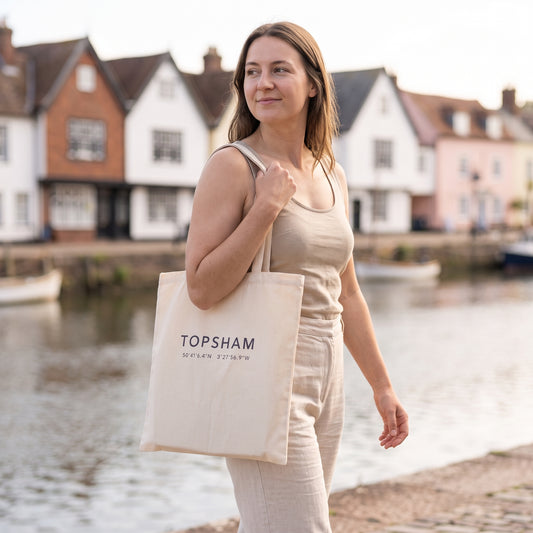Your Town Merch — Topsham Coordinates Natural Tote lifestyle
