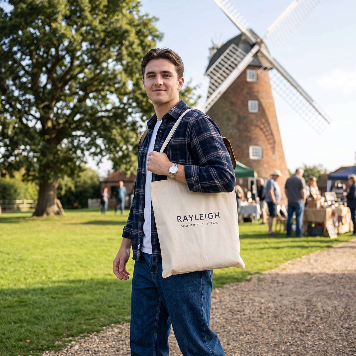 Your Town Merch — Rayleigh Coordinates Natural Tote lifestyle