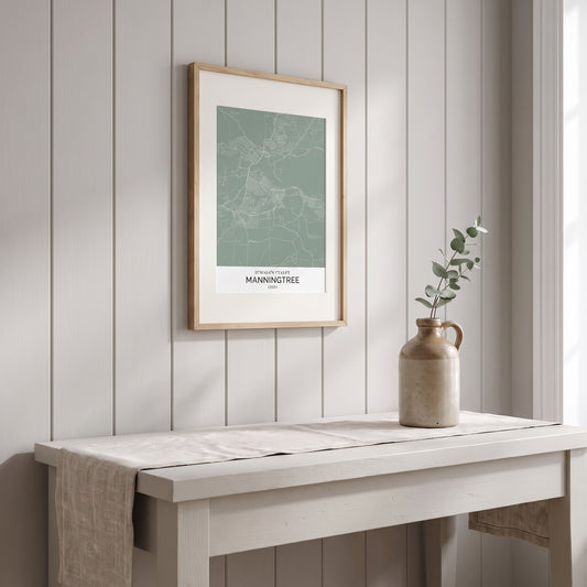 Your Town Merch — Manningtree — Framed Map Print (Sage) lifestyle photo
