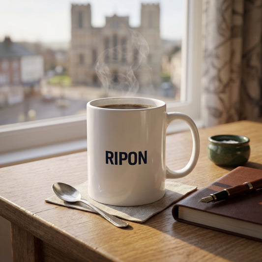 Your Town Merch — Ripon Ceramic Mug lifestyle