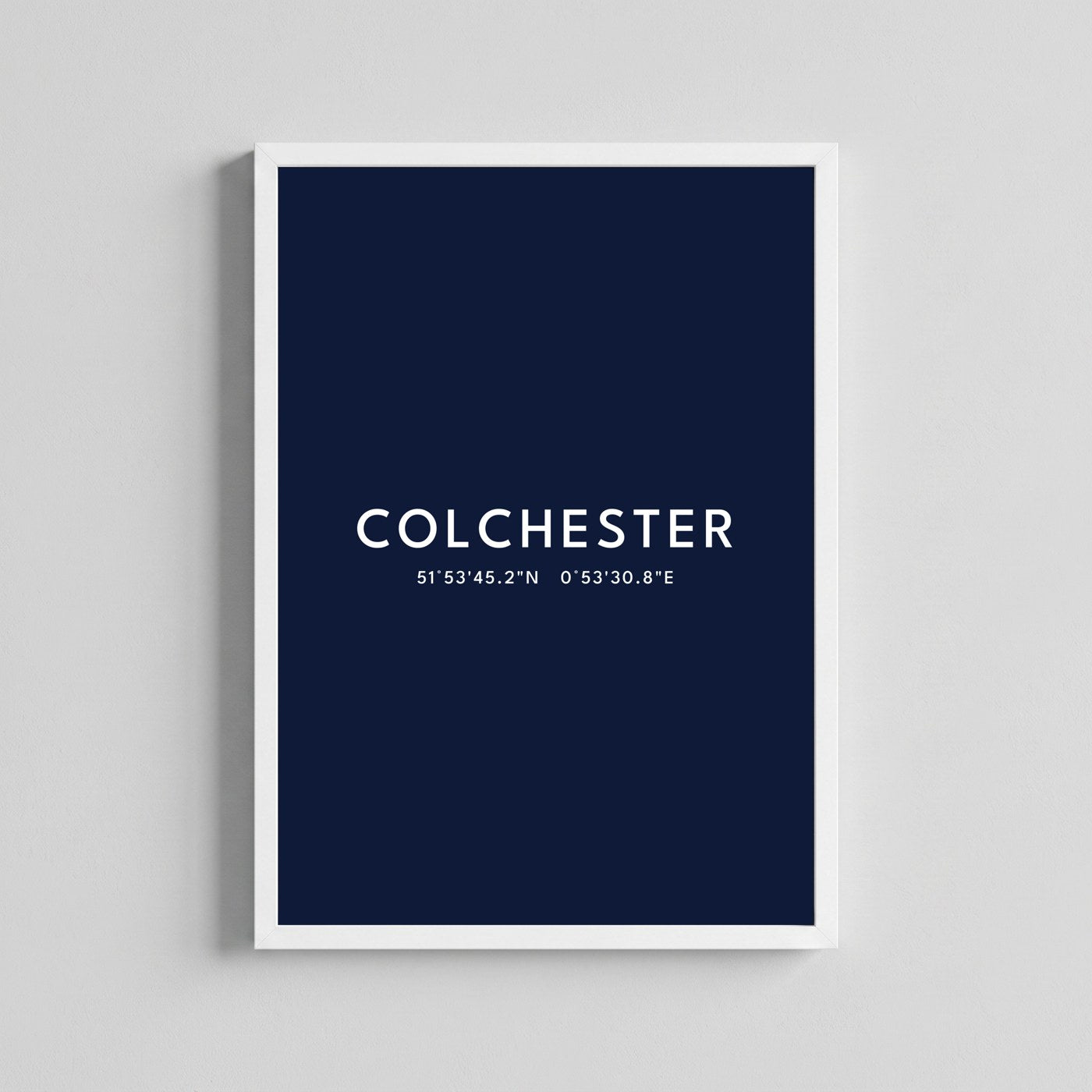 Colchester — Framed Coordinates Print (Navy)