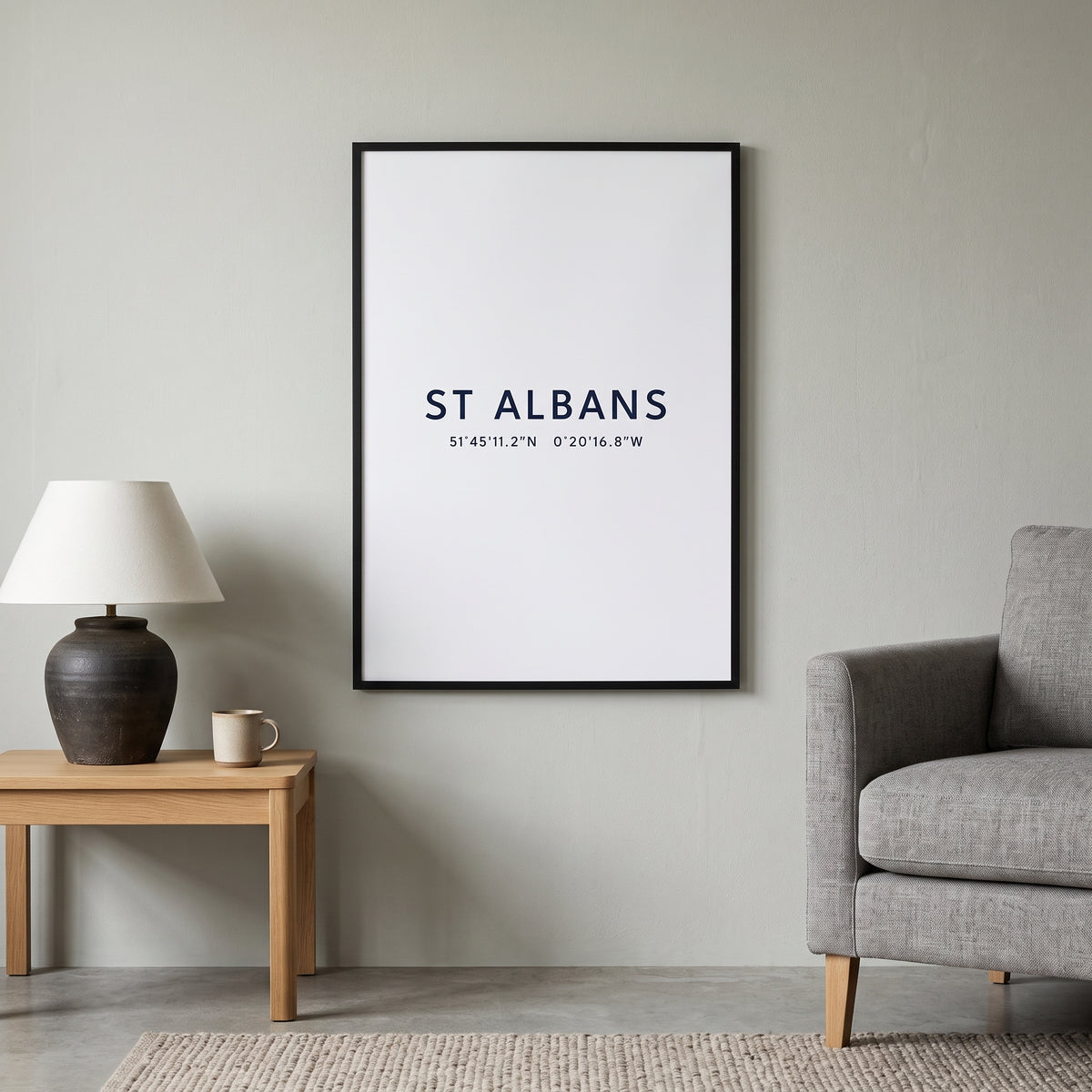 Your Town Merch — St Albans Framed Coordinates Print lifestyle