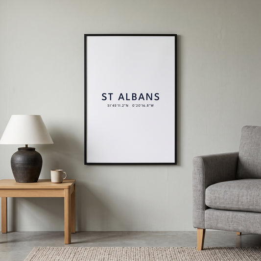 Your Town Merch — St Albans Framed Coordinates Print lifestyle