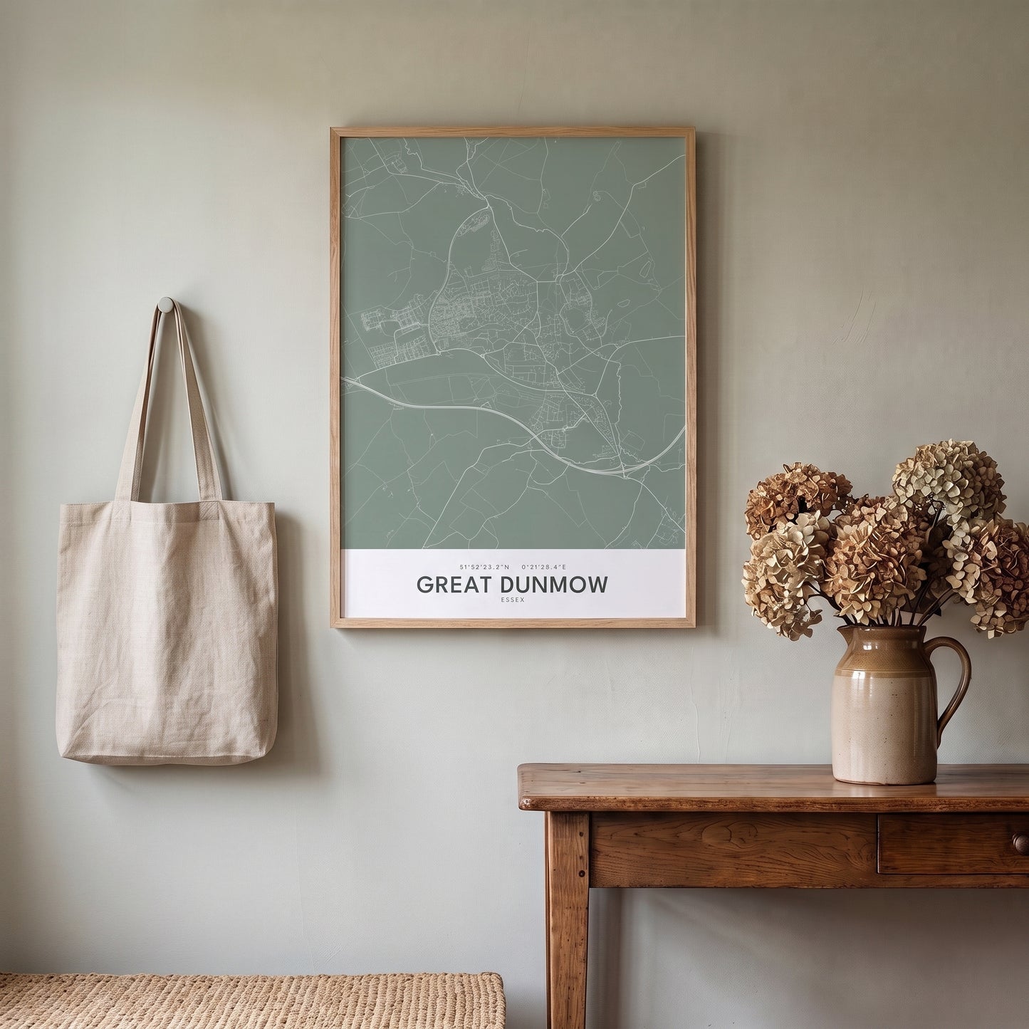 Great Dunmow — Framed Map Print (Sage)