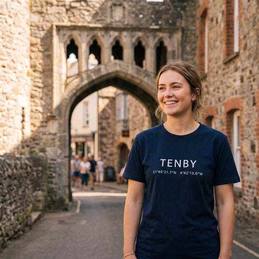 Tenby — Coordinates Navy Tee