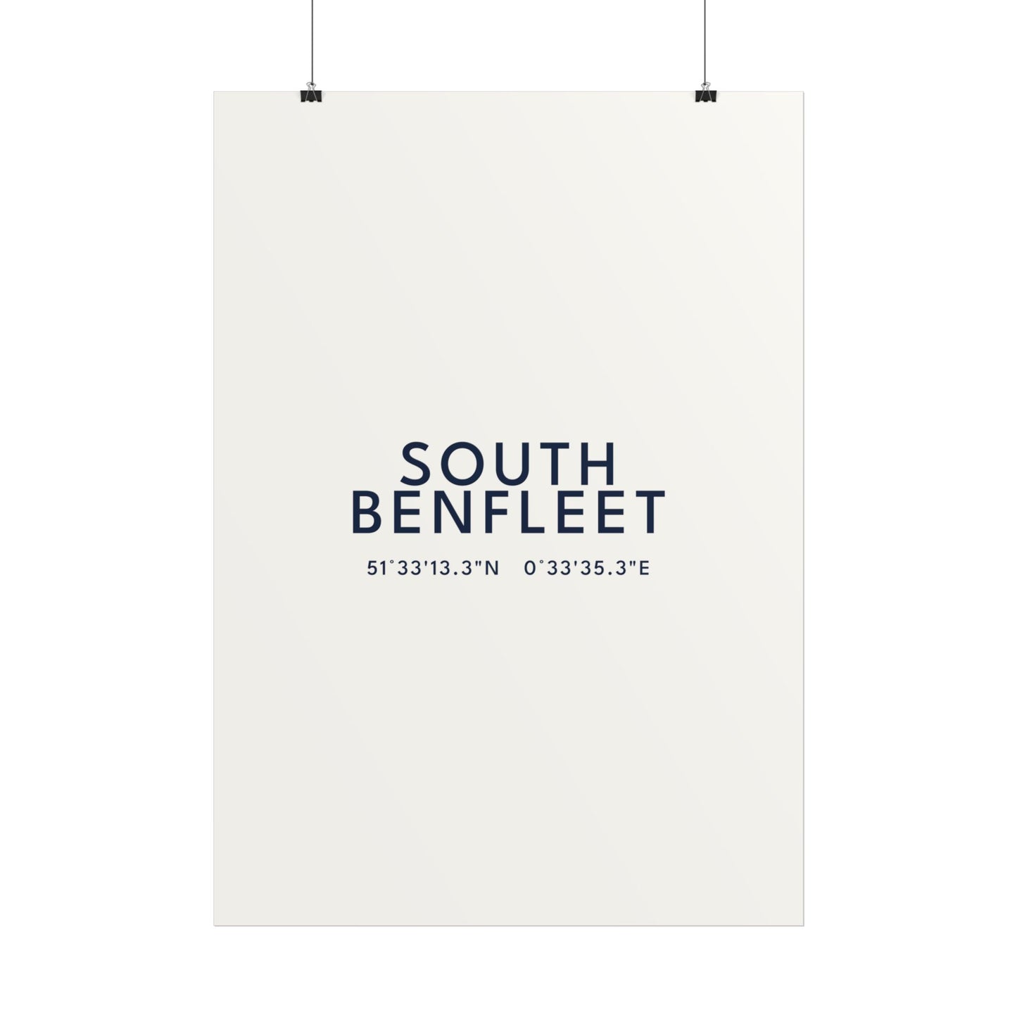 South Benfleet — Coordinates Print (White)