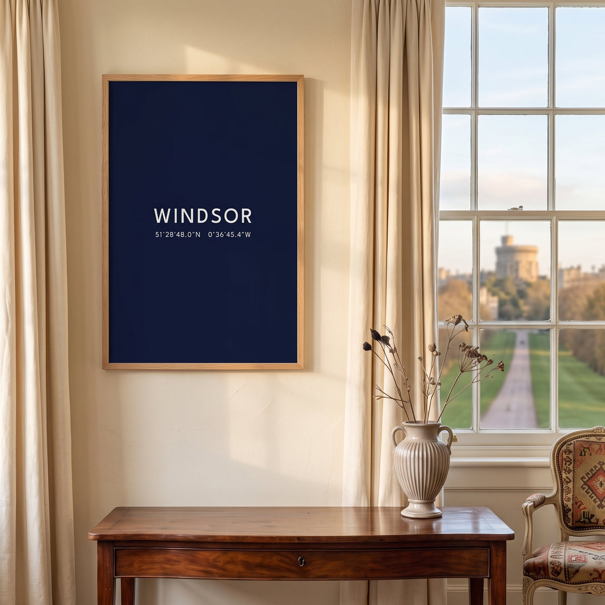 Your Town Merch — Windsor Framed Coordinates Print (Navy) lifestyle